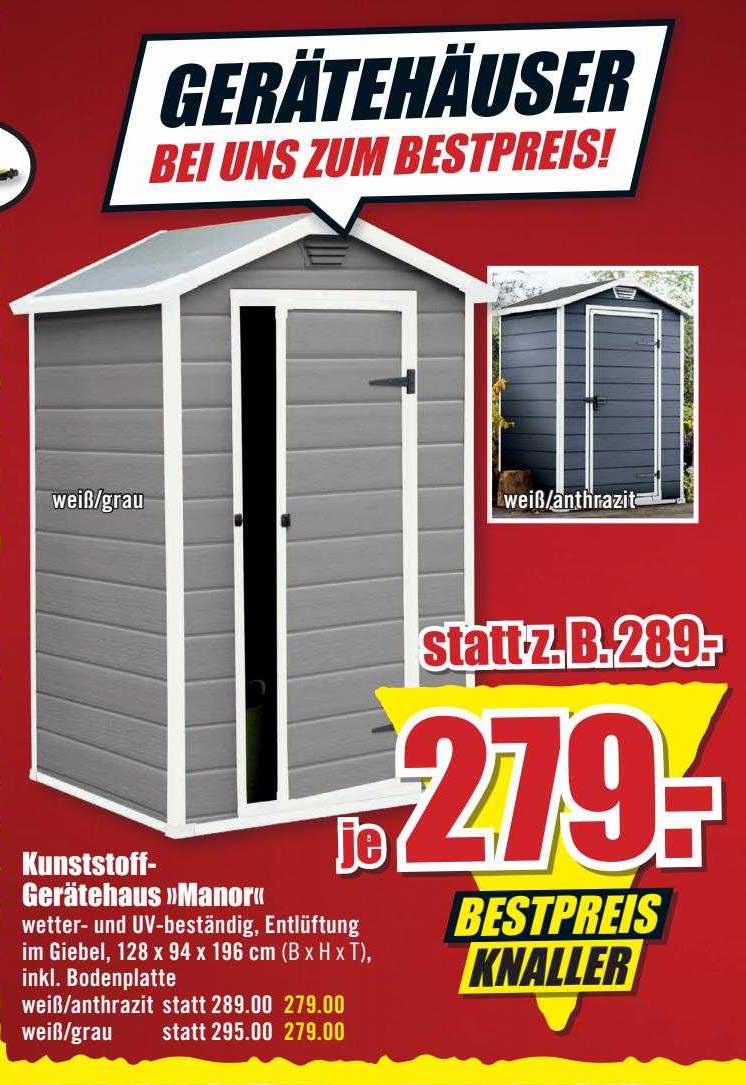 Kunststoffgerätehaus „manor“ Angebot bei B1 Discount Baumarkt