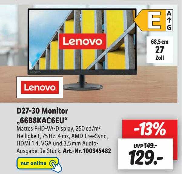 Lenovo D27 30 Monitor 66b8kac6eu Angebot Bei Lidl 1Prospekte de