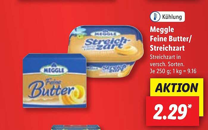 Meggle Feine Butter Oder Streichzart Angebot bei Lidl - 1Prospekte.de