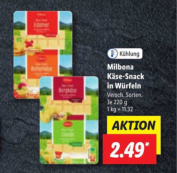 Milbona Käse-snack In Würfeln Angebot bei Lidl