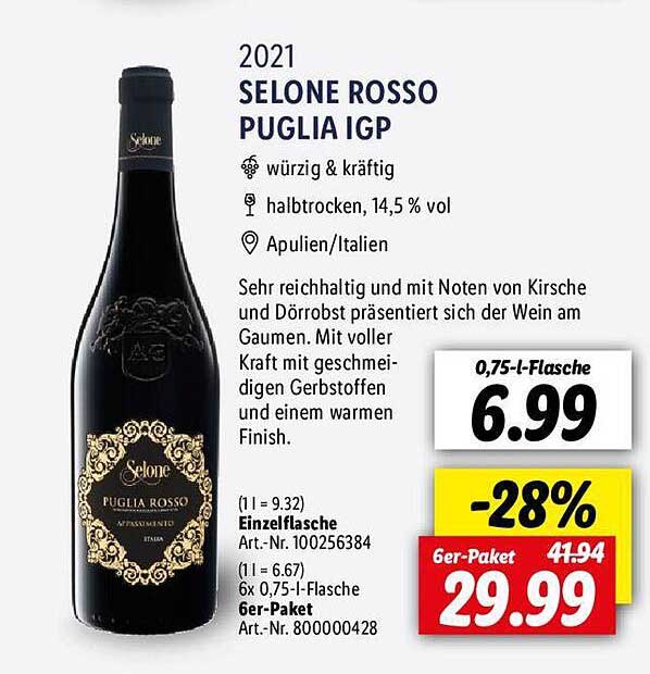 2021 Selone Rosso Puglia Igp bei Lidl Angebot
