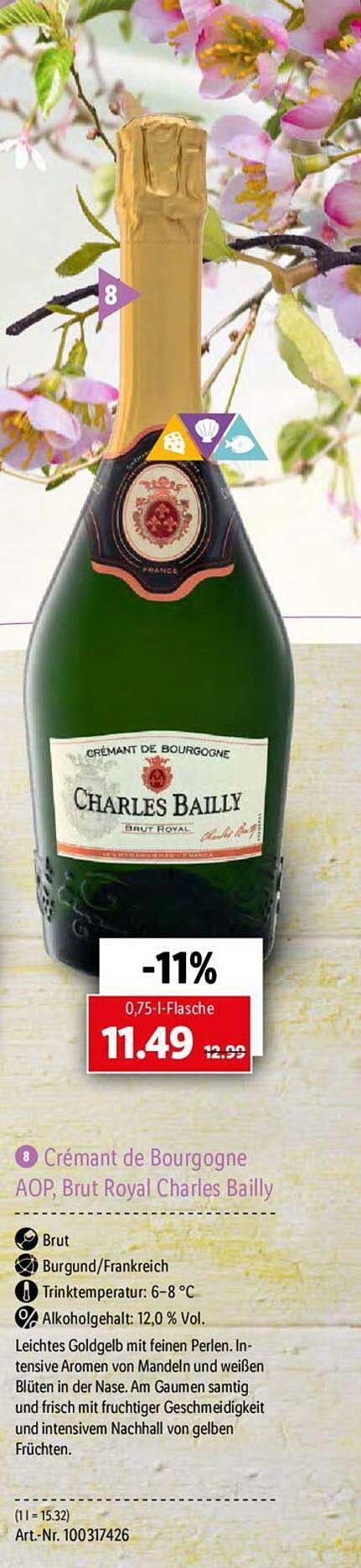 Cremant De Bourgogne Aop Charles bei Brut Royal Angebot Bailly Lidl