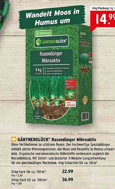 Raiffeisen Markt Gärtnerglück Rasendünger Mikroaktiv