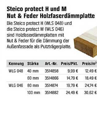 Steico protect H Nut & Feder Holzfaserdämmplatte WLS 048 60 mm