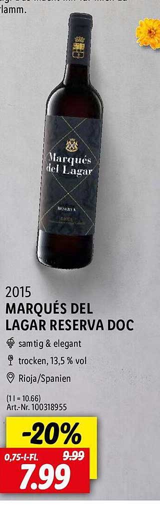 Lidl 2015 Marqués Del Lagar Reserva Doc