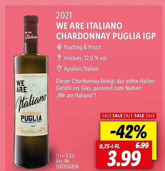 Lidl 2021 We Are Italiano Chardonnay Puglia Igp