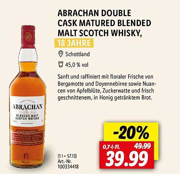 Lidl Abrachan Double Cask Matured Blended Malt Scotch Whisky