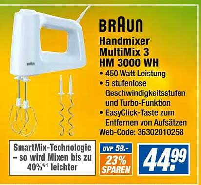 Expert Braun Handmixer Multimix 3 Hm 3000wh