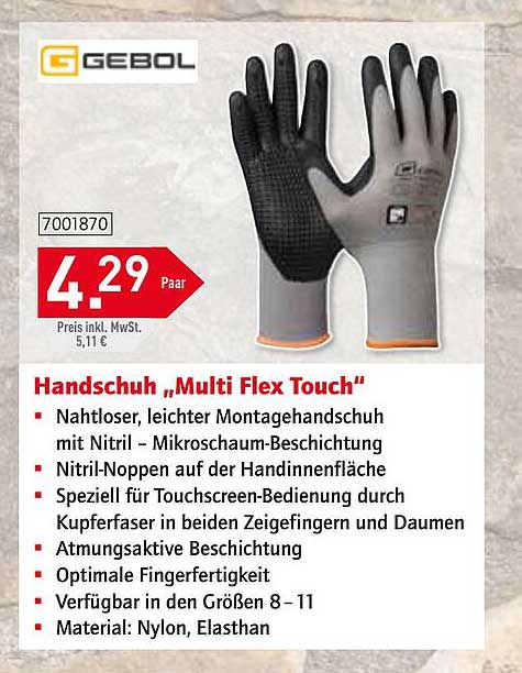 Bauking Gebol Handschuh „multi Flex Touch“