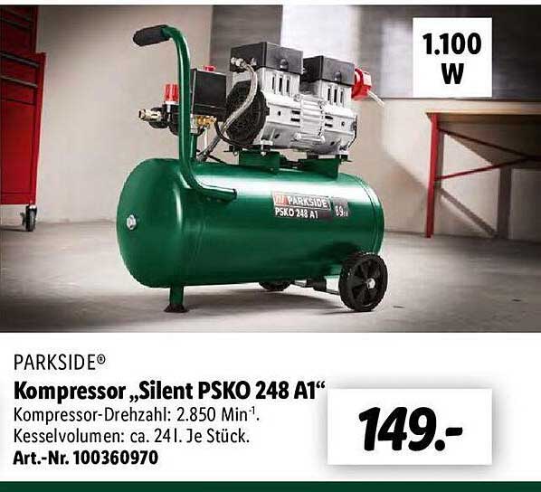 Parkside Kompressor bei PSKO 248 Angebot A1” Lidl „silent