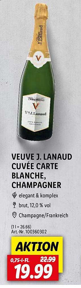 Lidl Veuve J. Lanaud Cuvée Carte Blanche, Champagner