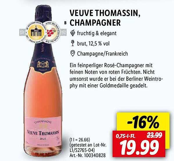 Lidl Veuve Thomassin, Champagner
