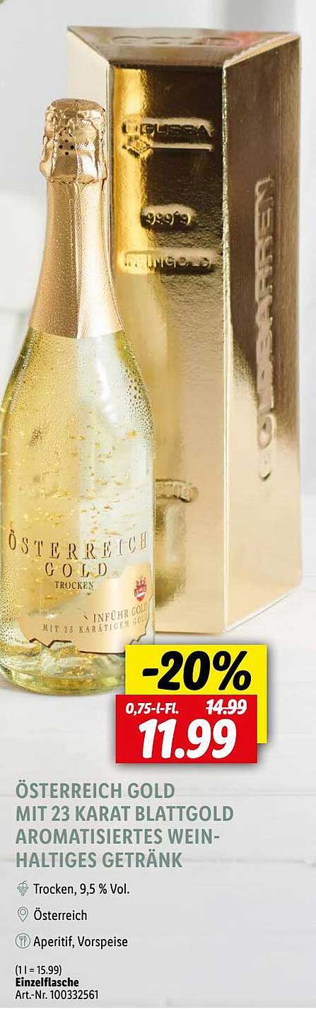 österreich Mit Gold Karat bei Lidl Angebot 23 Getränk Weinhaltiges Aromatisiertes Blattgold