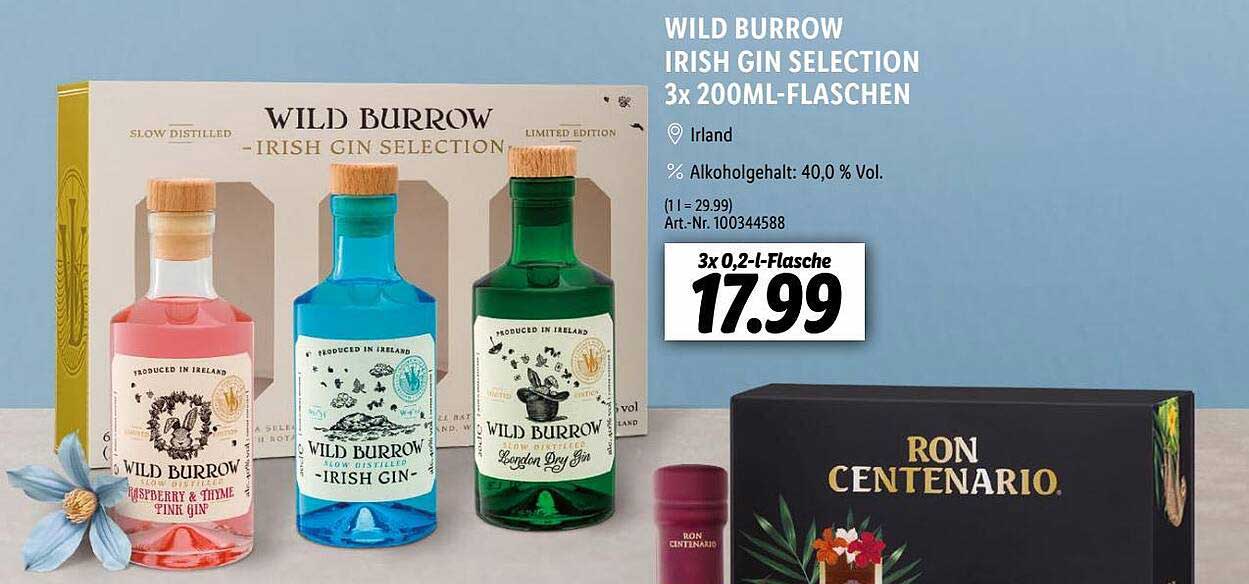 Wild Lidl Gin Angebot Selection 2x200ml-flaschen Irish Burrow bei
