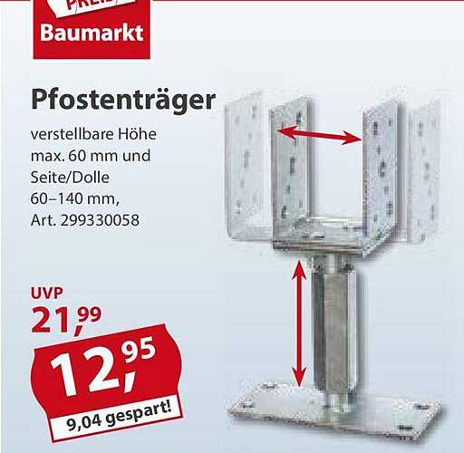 Pfostenträger Angebot bei Sonderpreis Baumarkt 1Prospekte.de