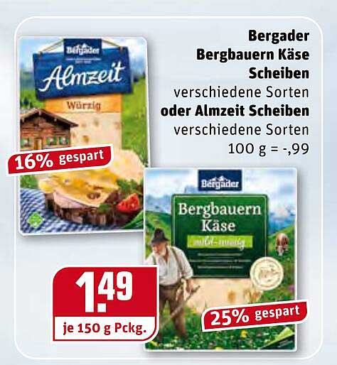 Bergader Bergbauern Käse Oder Almzeit Scheiben Angebot bei REWE