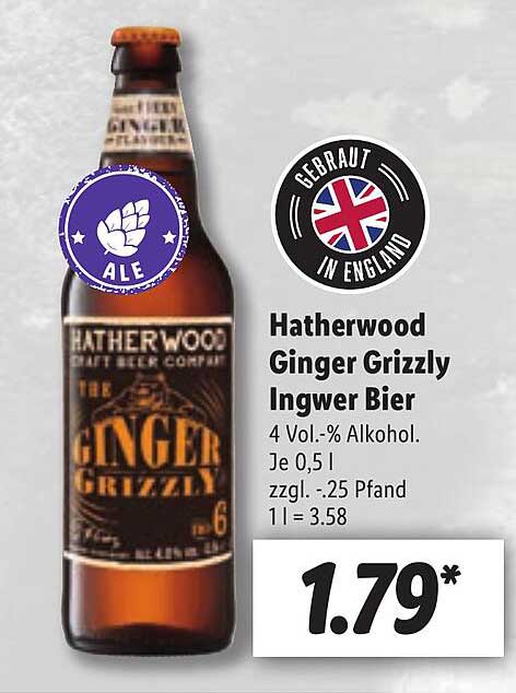 Hatherwood Ginger Grizzly Ingwer Bier Angebot bei Lidl - 1Prospekte.de