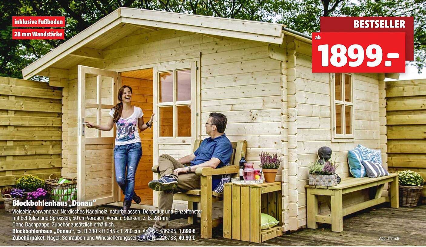 Blockbohlenhaus „donau” Angebot bei Hagebaumarkt - 1Prospekte.de