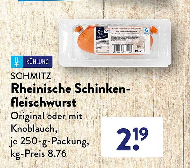 ALDI SÜD Schmitz Rheinische Shicken-fleischwurst