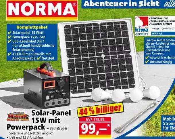 NORMA Solar-panel 15w Mit Powerpack Mauk
