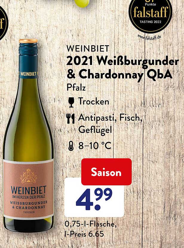 ALDI SÜD Weinbiet 2021 Weißburgunder & Chardonnay Qba