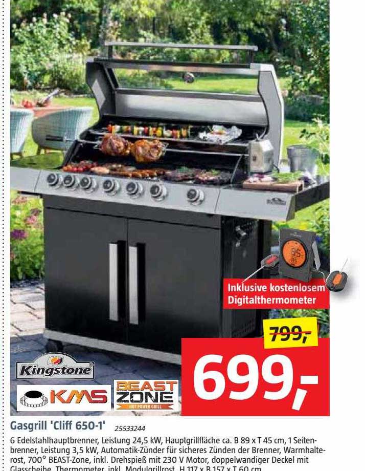 Kingston Gasgrill Cliff 6501 Angebot bei Bauhaus 1Prospekte.de