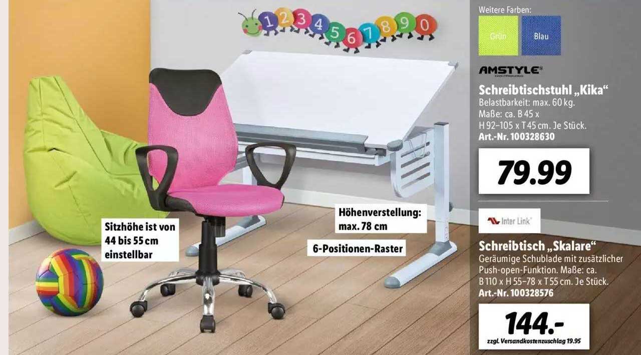 Amstyle Schreibtischstuhl „kika” Oder Interlink Schreibtisch „skalare”  Angebot bei Lidl