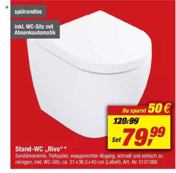Stand-wc „rivo” Angebot bei Toom Baumarkt | WCs & Toiletten