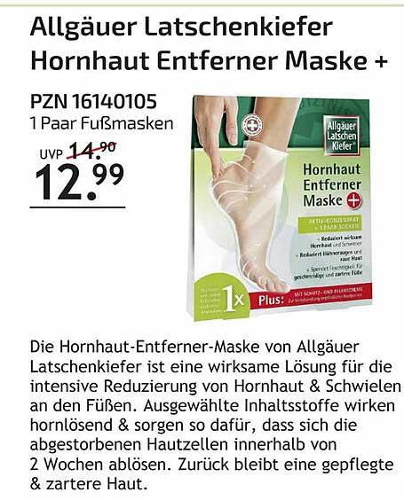 Allgäuer Latschenkiefer Hornhaut Entferner Maske+ Angebot Aliva