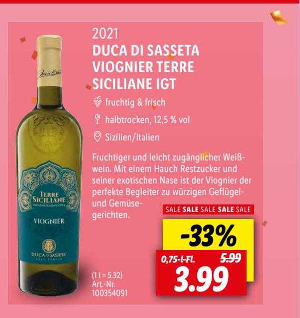 2021 Duca Di Sasseta Igt Siciliane Angebot Viognier bei Lidl Terre