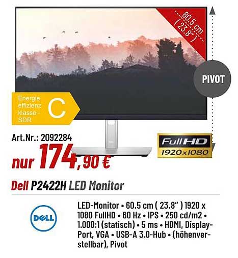 Dell P2422h Led Monitor Angebot bei ACom PC - 1Prospekte.de