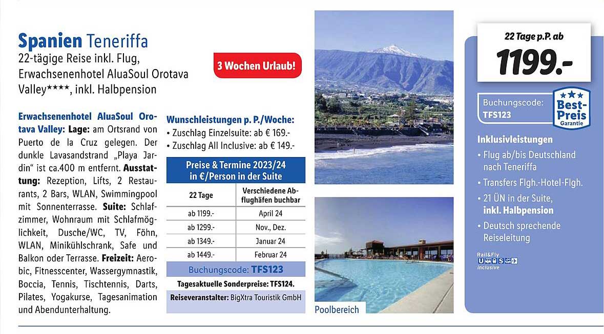 Spanien Teneriffa Angebot bei Lidl 1Prospekte.de
