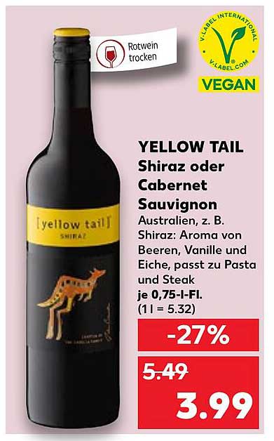 Yellow Tail Shiraz Oder Cabernet Angebot Kaufland bei Sauvignon