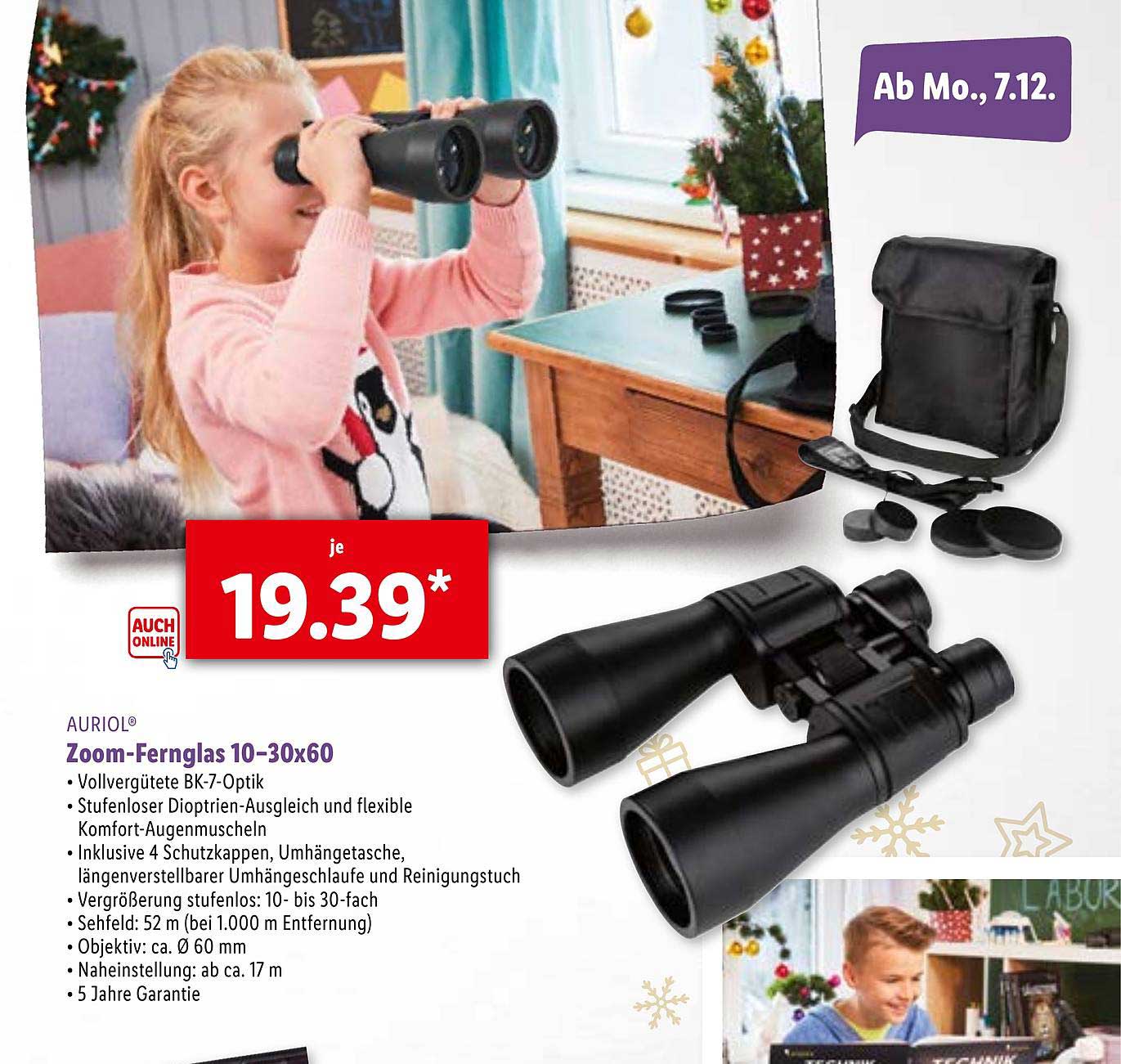 Auriol Zoom Fernglas 10 30x60 Angebot bei Lidl