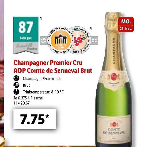 Champagner Premier Cru Aop Comte De Senneval Brut Angebot bei Lidl