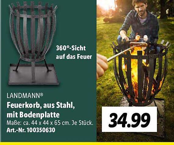 Landmann Feuerkorb, Aus Stahl, Mit Bogenplatte Angebot bei Lidl