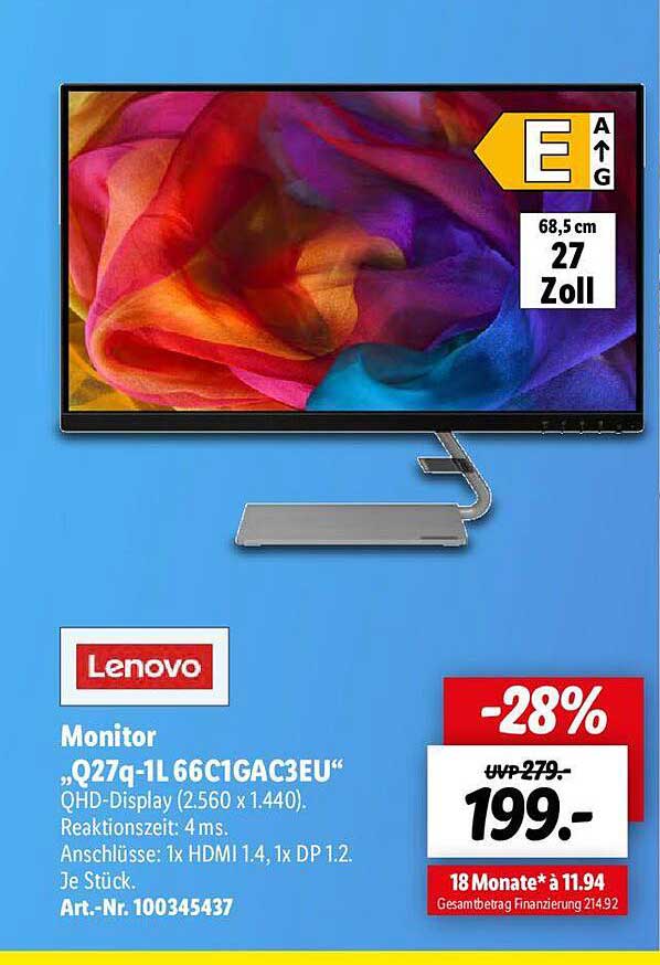 Lenovo Monitor q27q 1l 66c1gac3eu Angebot Bei Lidl 1Prospekte de