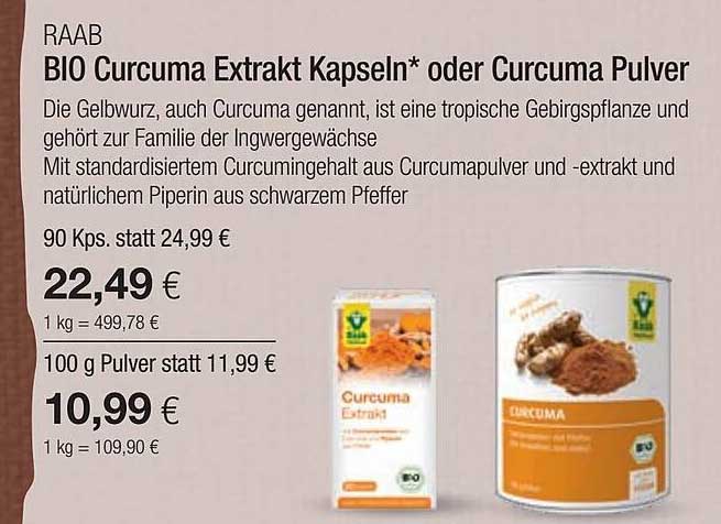 Vitalia Raab Bio Curcuma Extrakt Kapseln Oder Curcuma Pulver