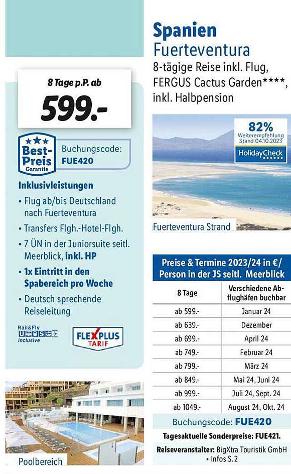 Spanien Fuerteventura Angebot bei Lidl Reisen 1Prospekte.de
