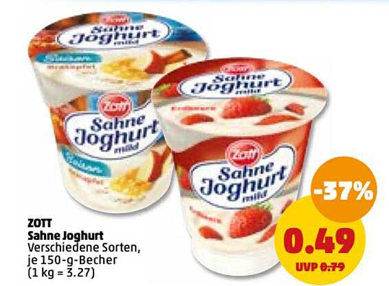 Zott Sahne Joghurt Angebot bei Penny 1Prospekte.de