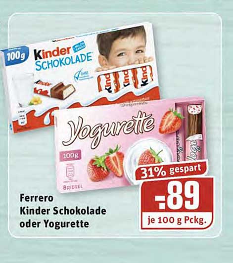 Ferrero Kinder Schokolade Oder Yogurette Angebot bei REWE Kaufpark ...