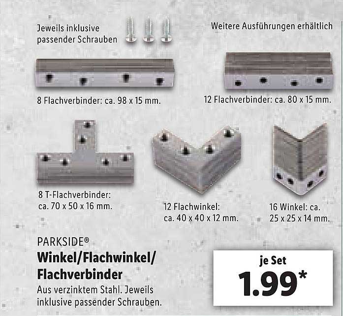 Parkside Winkel-flachwinkel- Flachverbinder Angebot bei Lidl | Parkside, ab 29.01.