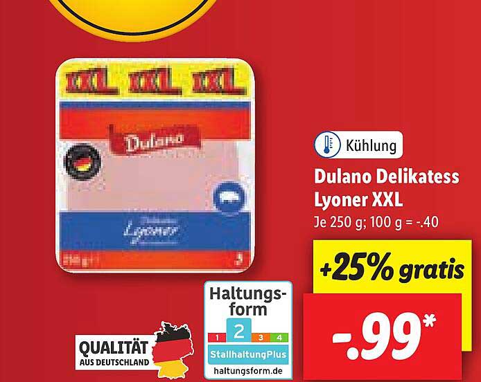 Dulano Delikatess Lyoner XXL Angebot bei Lidl