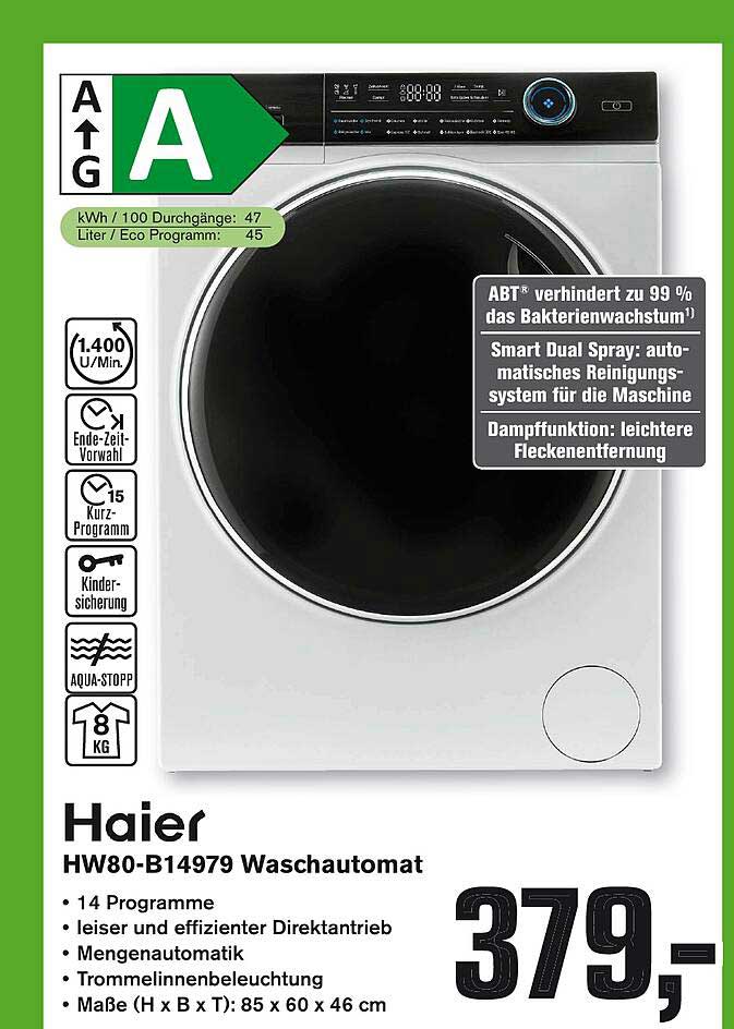 Haier Hw80-b14979 Waschautomat Angebot bei Alphatecc - 1Prospekte.de