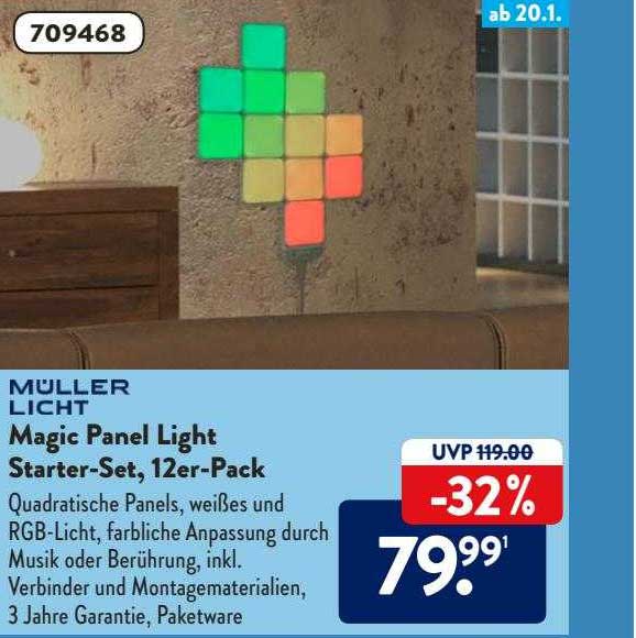 ALDI SÜD Müller Licht Magic Panel Light Starter-set 12er-pack