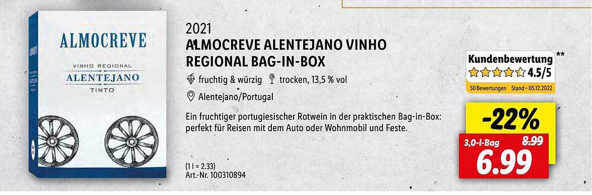 Vinho Lidl Almocreve Alentejano bei Angebot Bag-in-box Regional