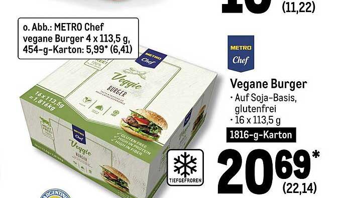 Metro Chef Vegane Burger Angebot bei METRO