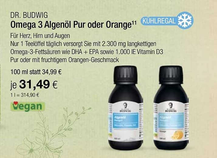 Vitalia Dr Budwig Omega 3 Algenöl Pur Oder Orange