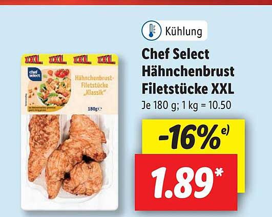 Chef Select Hähnchenbrust Filetstücke XXL Angebot bei Lidl