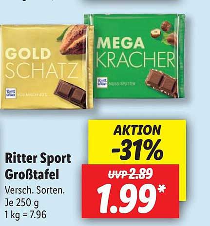 Ritter Sport Großtafel Angebot bei Lidl 1Prospekte.de